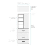 White Melamine 3 Adjustable Shelves With Doors and 4 Drawer Closet System 84"